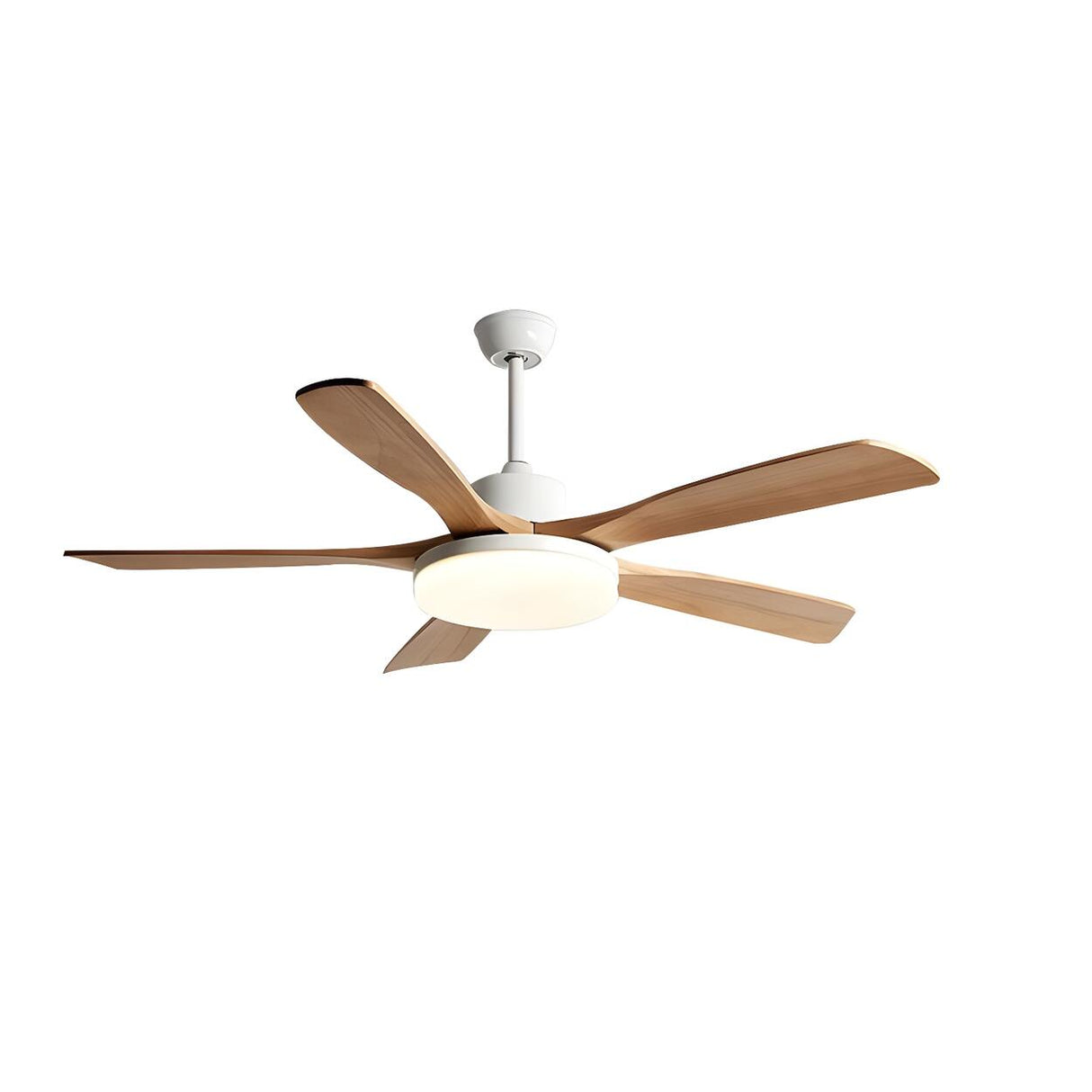 Remote Modern Wood 5 Blade Ceiling Fan with LED Light Image - 10