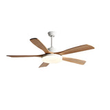 Remote Modern Wood 5 Blade Ceiling Fan with LED Light Image - 10