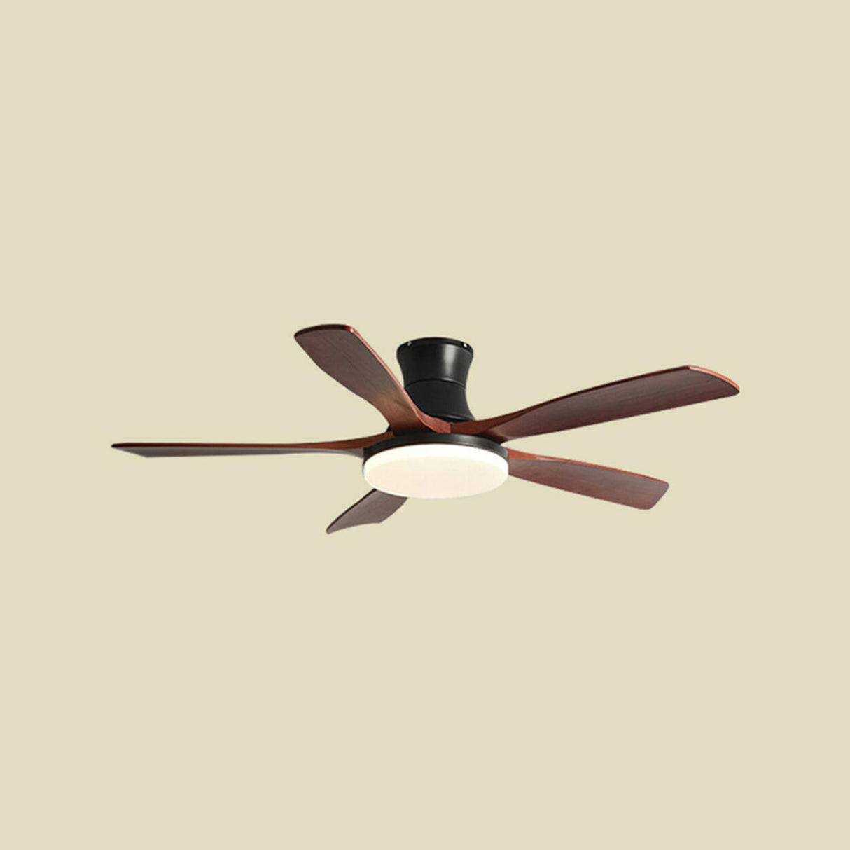 Remote Modern Wood 5 Blade Ceiling Fan with LED Light Image - 11