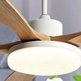 Remote Modern Wood 5 Blade Ceiling Fan with LED Light Image - 12