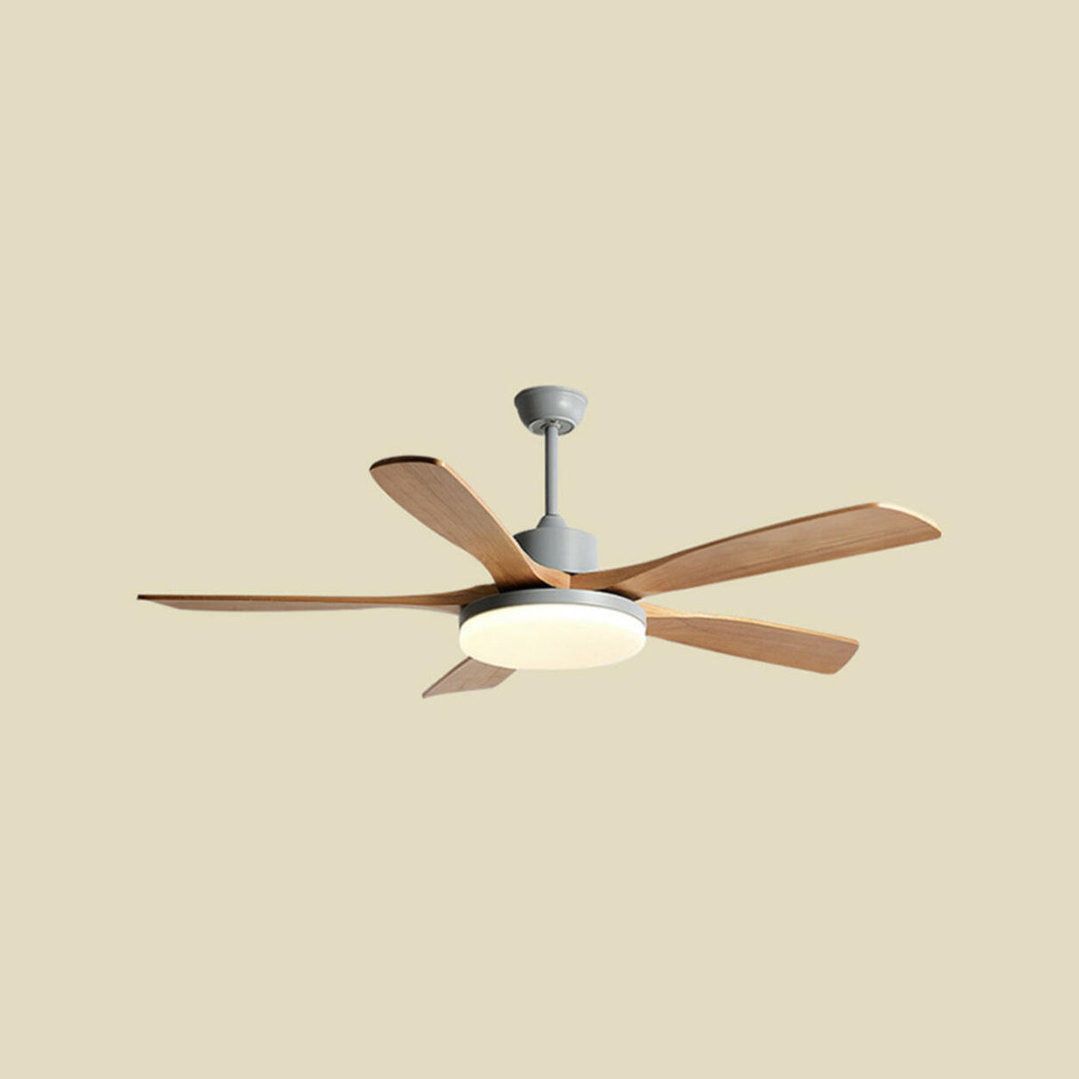 Remote Modern Wood 5 Blade Ceiling Fan with LED Light Image - 2