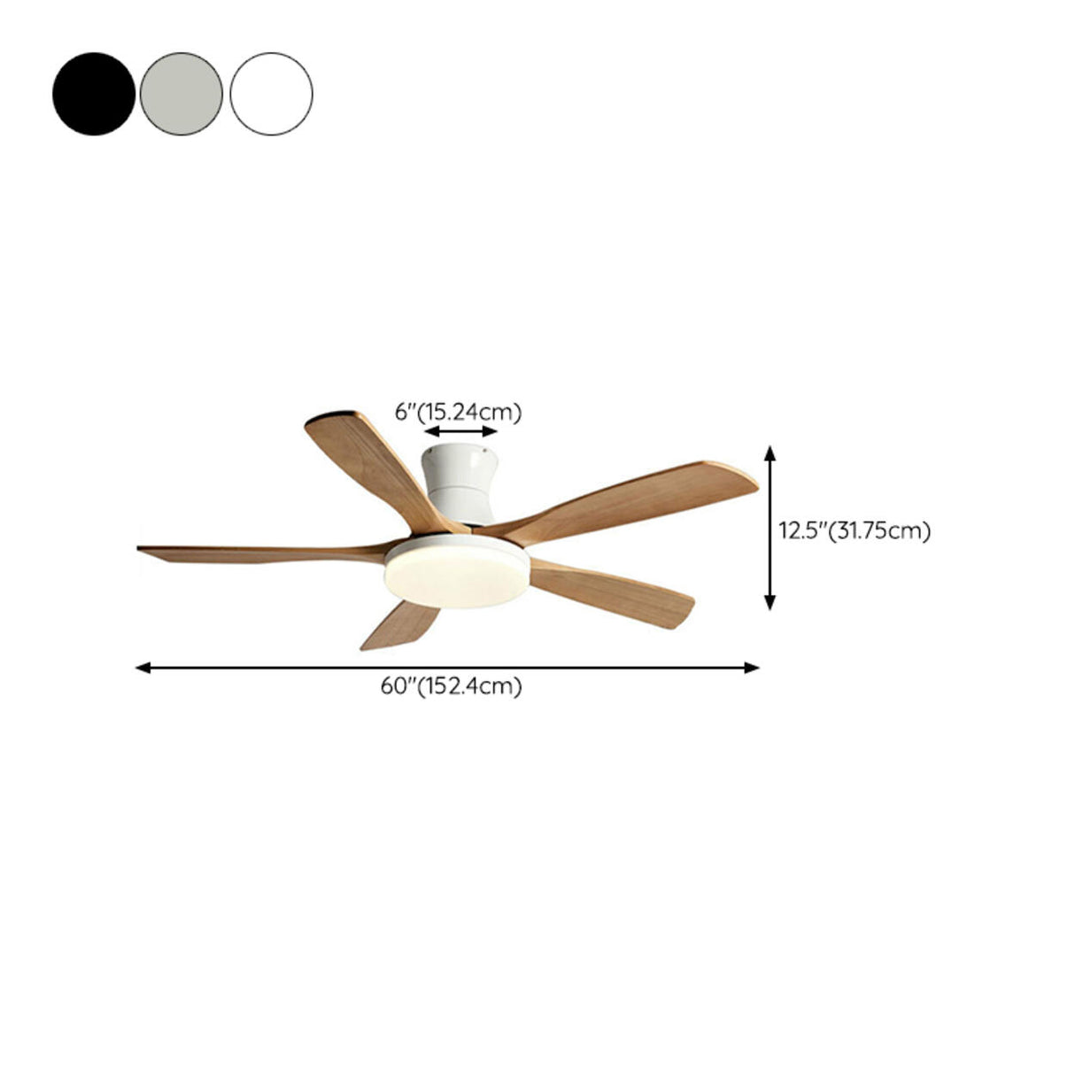 Remote Modern Wood 5 Blade Ceiling Fan with LED Light Image - 23