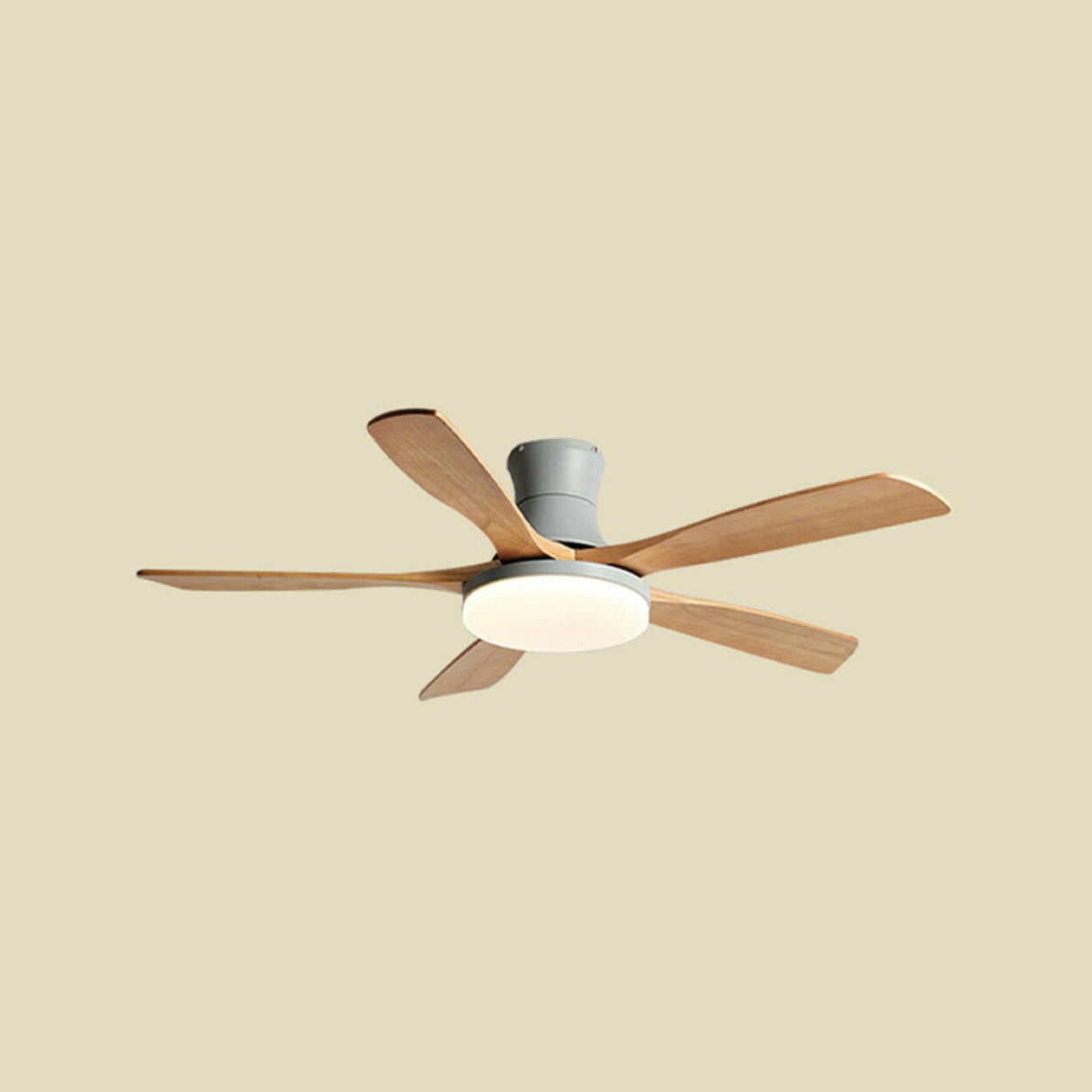 Remote Modern Wood 5 Blade Ceiling Fan with LED Light Image - 3