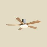 Remote Modern Wood 5 Blade Ceiling Fan with LED Light Image - 3