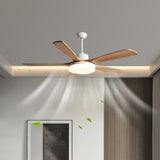 Remote Modern Wood 5 Blade Ceiling Fan with LED Light Image - 4