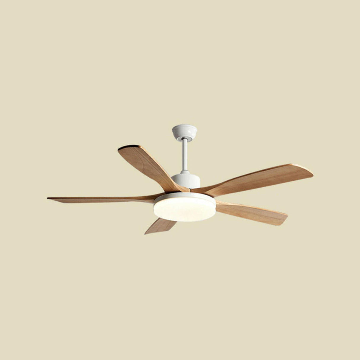 Remote Modern Wood 5 Blade Ceiling Fan with LED Light Image - 5