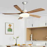 Remote Modern Wood 5 Blade Ceiling Fan with LED Light Image - 6