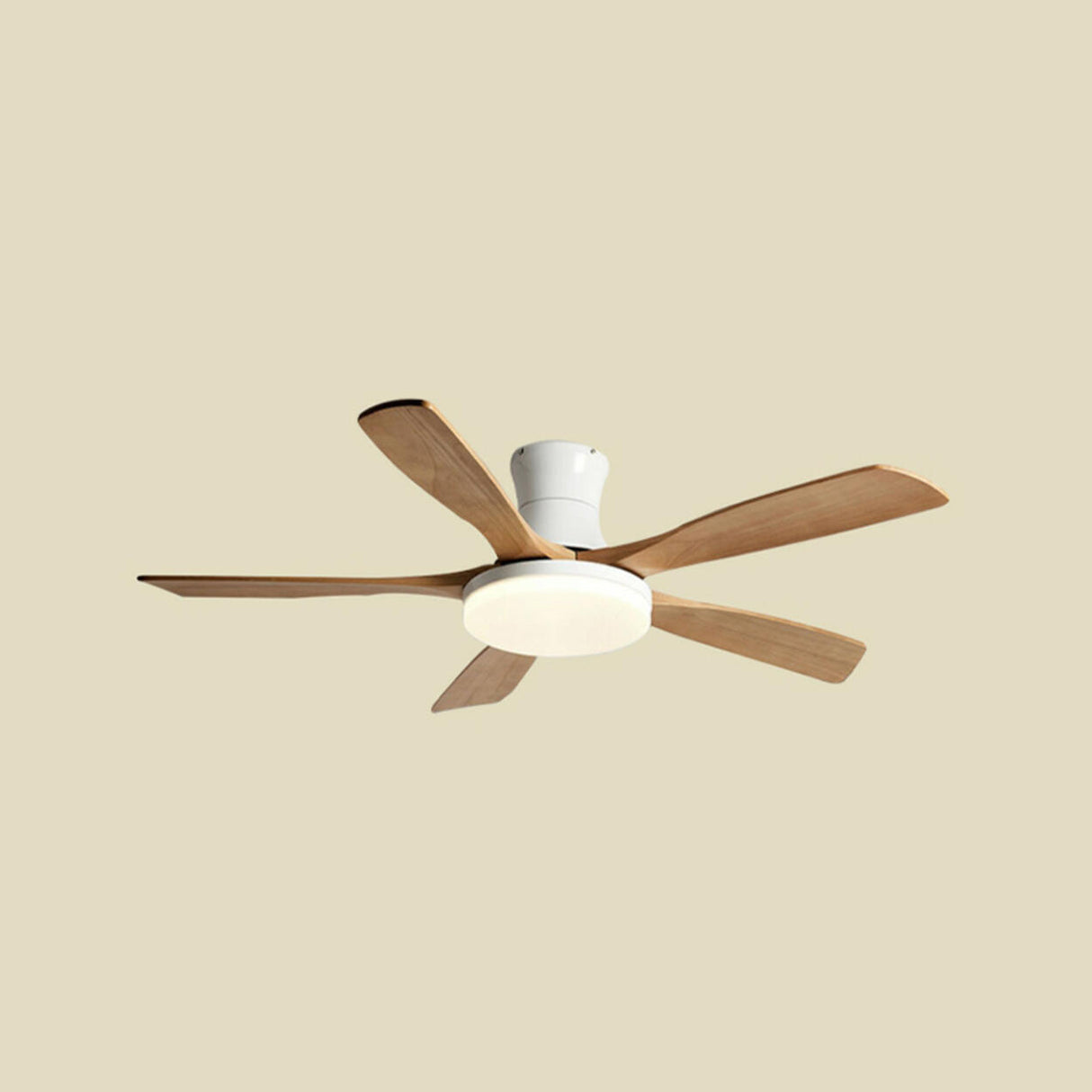 Remote Modern Wood 5 Blade Ceiling Fan with LED Light Image - 7