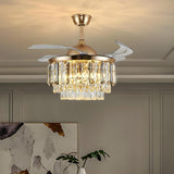 Remote Multi-Layer Luxury Crystal Ceiling Fan Light Image - 12