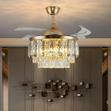 Remote Multi-Layer Luxury Crystal Ceiling Fan Light Image - 13