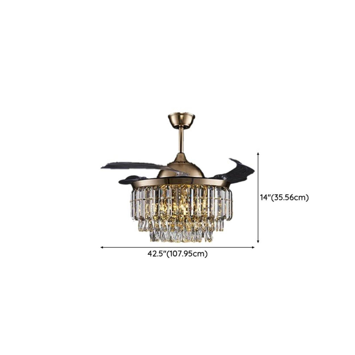 Remote Multi-Layer Luxury Crystal Ceiling Fan Light 