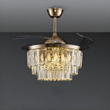 Remote Multi-Layer Luxury Crystal Ceiling Fan Light Image - 2