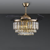 Remote Multi-Layer Luxury Crystal Ceiling Fan Light Image - 7