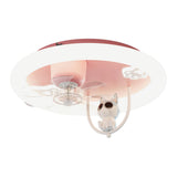 Remote Pink Round Flush Cute Cat Ceiling Fan with Light Image - 5