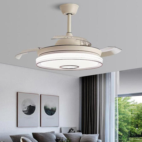 Remote Round Modern Propeller Ceiling Fan with Light Image - 1