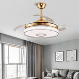 Remote Round Modern Propeller Ceiling Fan with Light Image - 11