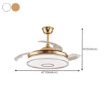 Remote Round Modern Propeller Ceiling Fan with Light #size