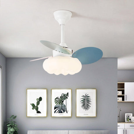 Remote Simple 3 Blade Cloud Ceiling Fan with LED Light Image - 2