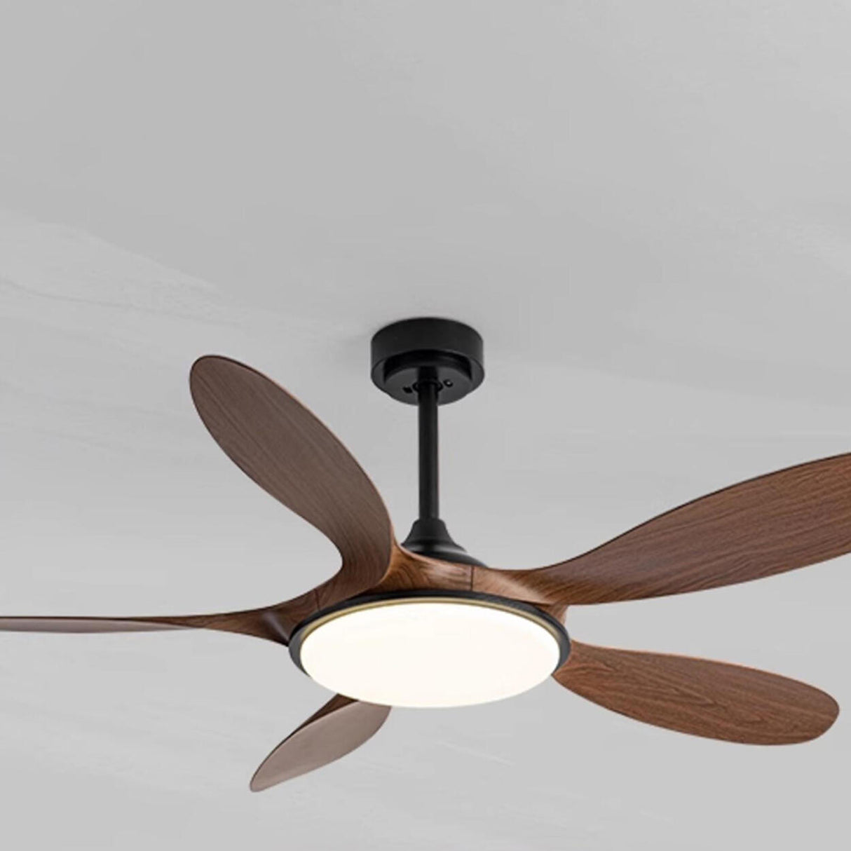 Remote Simple 5 Blade Wood LED Ceiling Fan with Light Image - 18