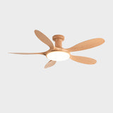 Remote Simple 5 Blade Wood LED Ceiling Fan with Light Image - 2