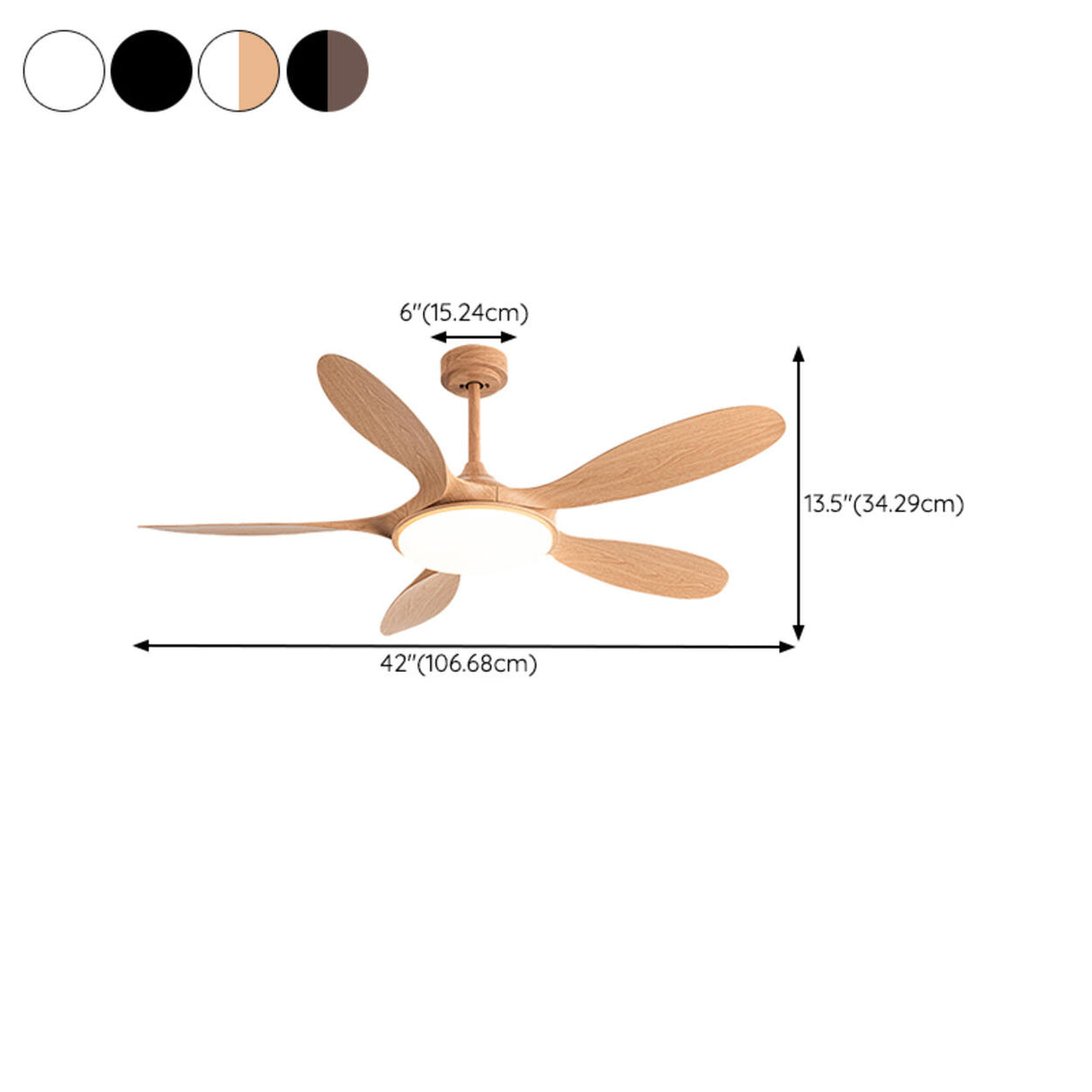 Remote Simple 5 Blade Wood LED Ceiling Fan with Light 