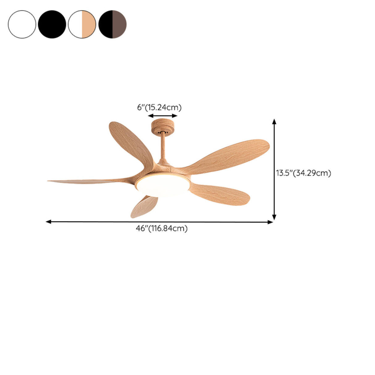 Remote Simple 5 Blade Wood LED Ceiling Fan with Light Image - 24