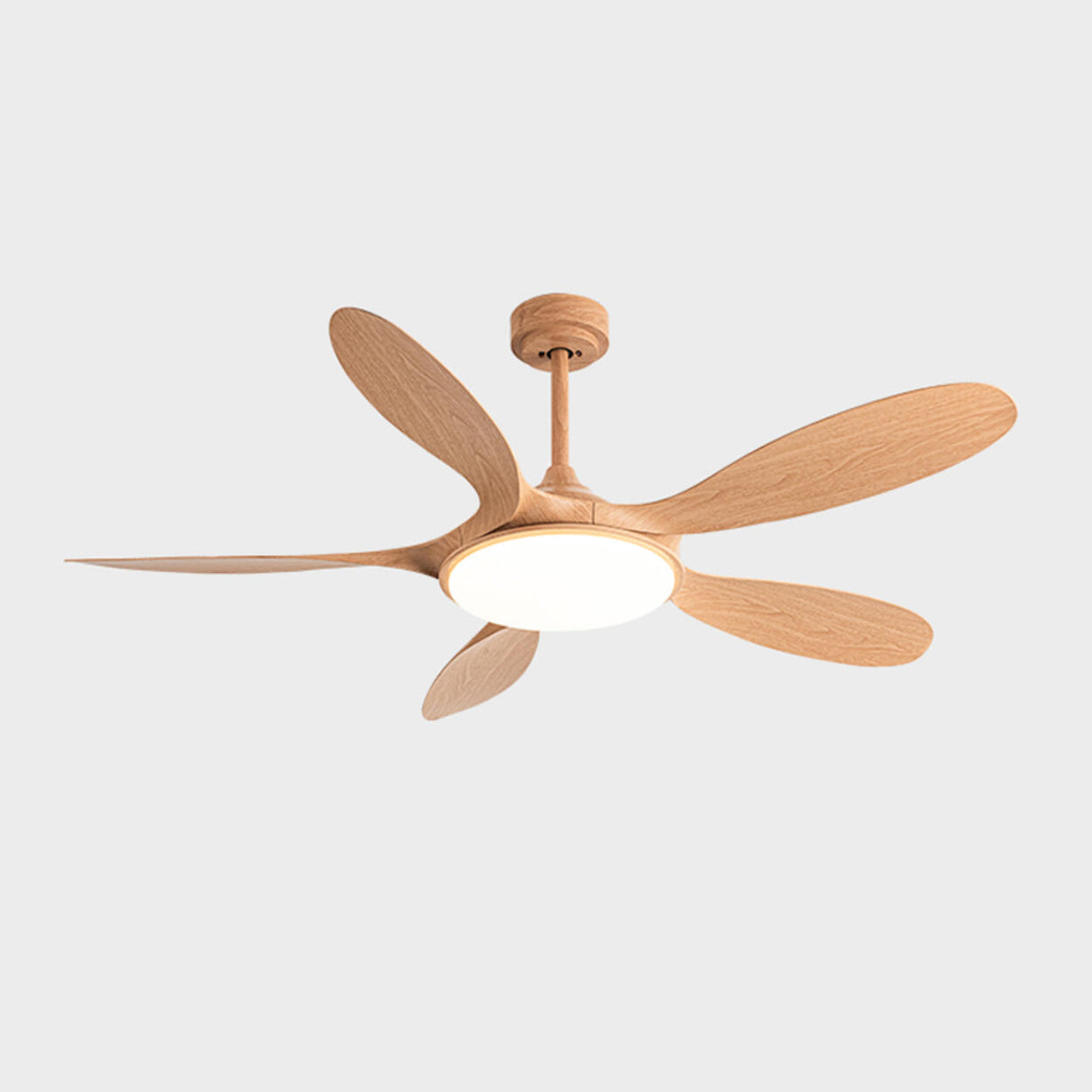 Remote Simple 5 Blade Wood LED Ceiling Fan with Light Image - 4