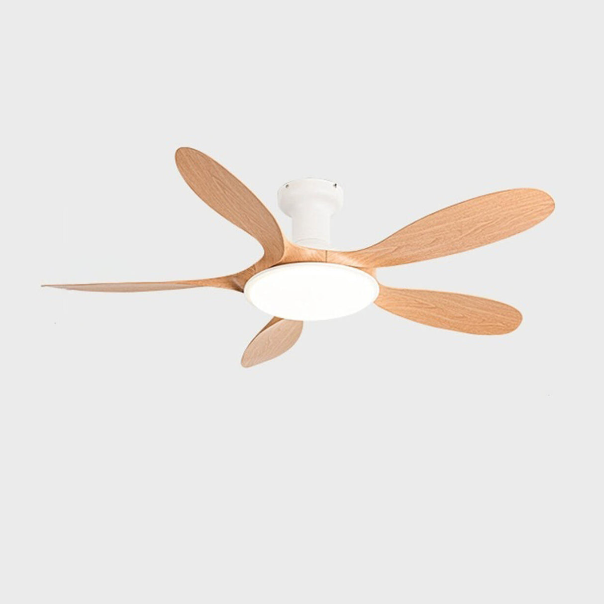 Remote Simple 5 Blade Wood LED Ceiling Fan with Light Image - 6