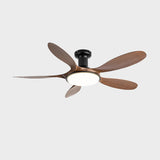 Remote Simple 5 Blade Wood LED Ceiling Fan with Light Image - 9