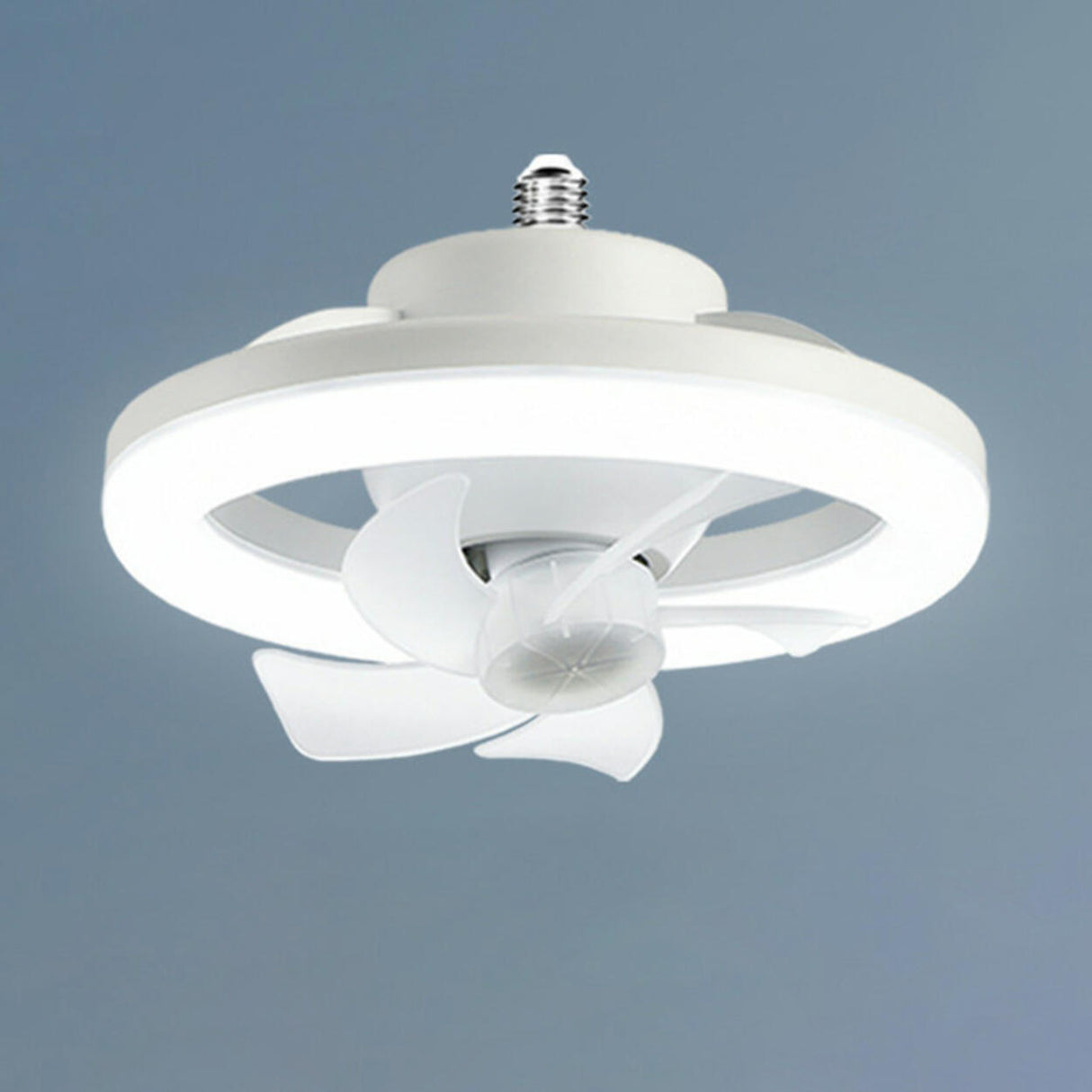 Remote Simple Modern White Round Pendant Fan with Light Image - 2