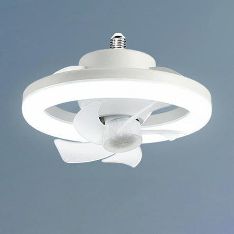 Remote Simple Modern White Round Pendant Fan with Light Image - 2