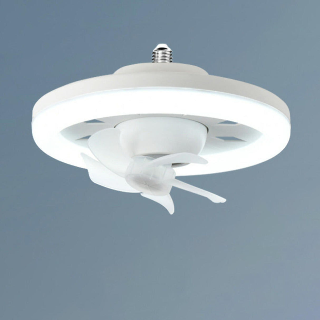 Remote Simple Modern White Round Pendant Fan with Light Image - 3