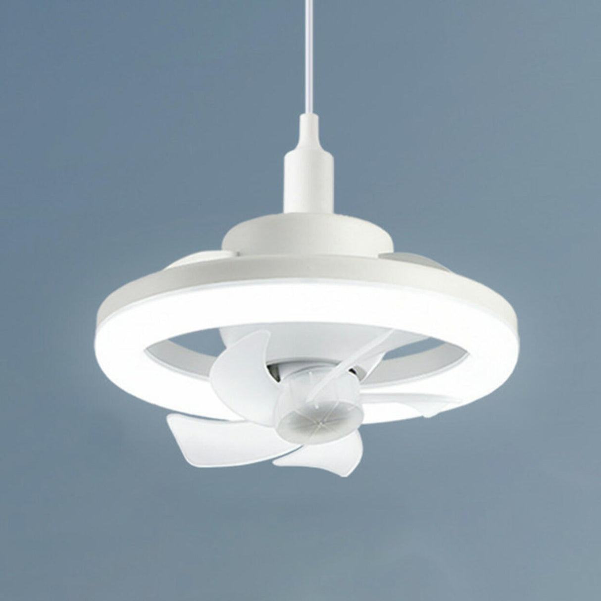 Remote Simple Modern White Round Pendant Fan with Light Image - 5