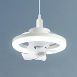 Remote Simple Modern White Round Pendant Fan with Light Image - 5