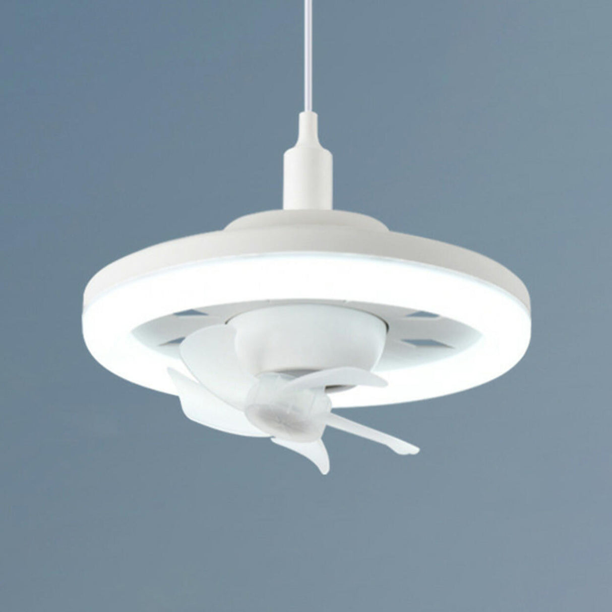 Remote Simple Modern White Round Pendant Fan with Light Image - 7