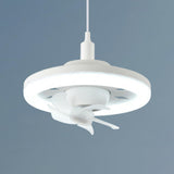 Remote Simple Modern White Round Pendant Fan with Light Image - 7