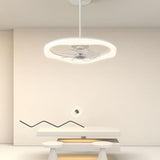 Remote Simple White Ring Pendant Fan with LED Light Image - 1