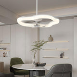 Remote Simple White Ring Pendant Fan with LED Light Image - 14