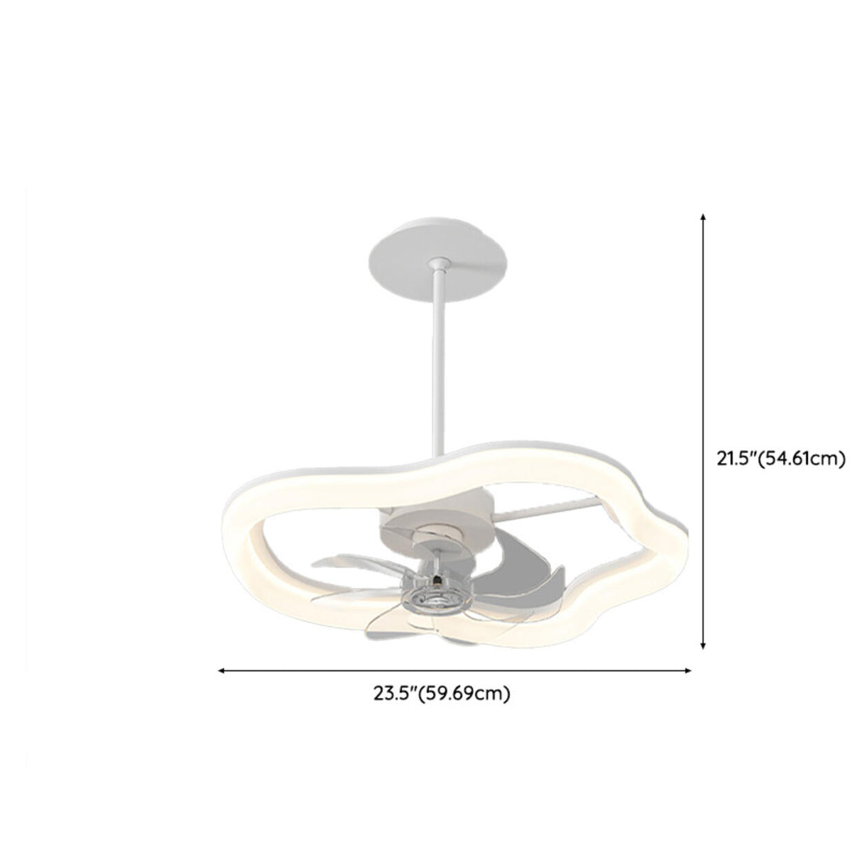 Remote Simple White Ring Pendant Fan with LED Light 