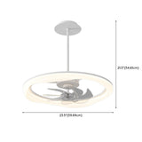 Remote Simple White Ring Pendant Fan with LED Light Image - 16