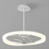 Remote Simple White Ring Pendant Fan with LED Light Image - 2