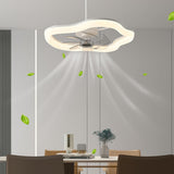 Remote Simple White Ring Pendant Fan with LED Light Image - 5