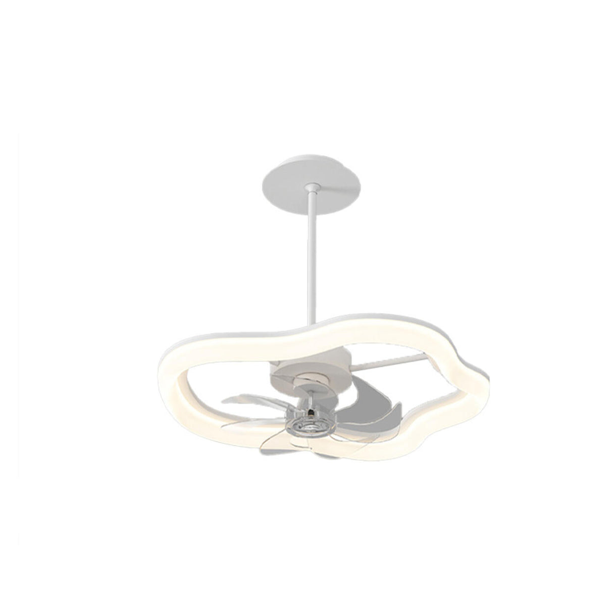 Remote Simple White Ring Pendant Fan with LED Light Image - 6