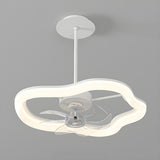 Remote Simple White Ring Pendant Fan with LED Light Image - 8