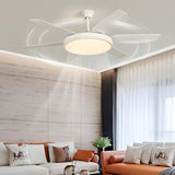 Remote White 6 Blade Modern Ceiling Fan with LED Light Image - 12