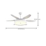 Remote White 6 Blade Modern Ceiling Fan with LED Light Image - 17