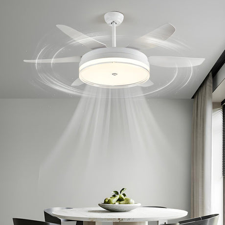 Remote White 6 Blade Modern Ceiling Fan with LED Light Image - 2