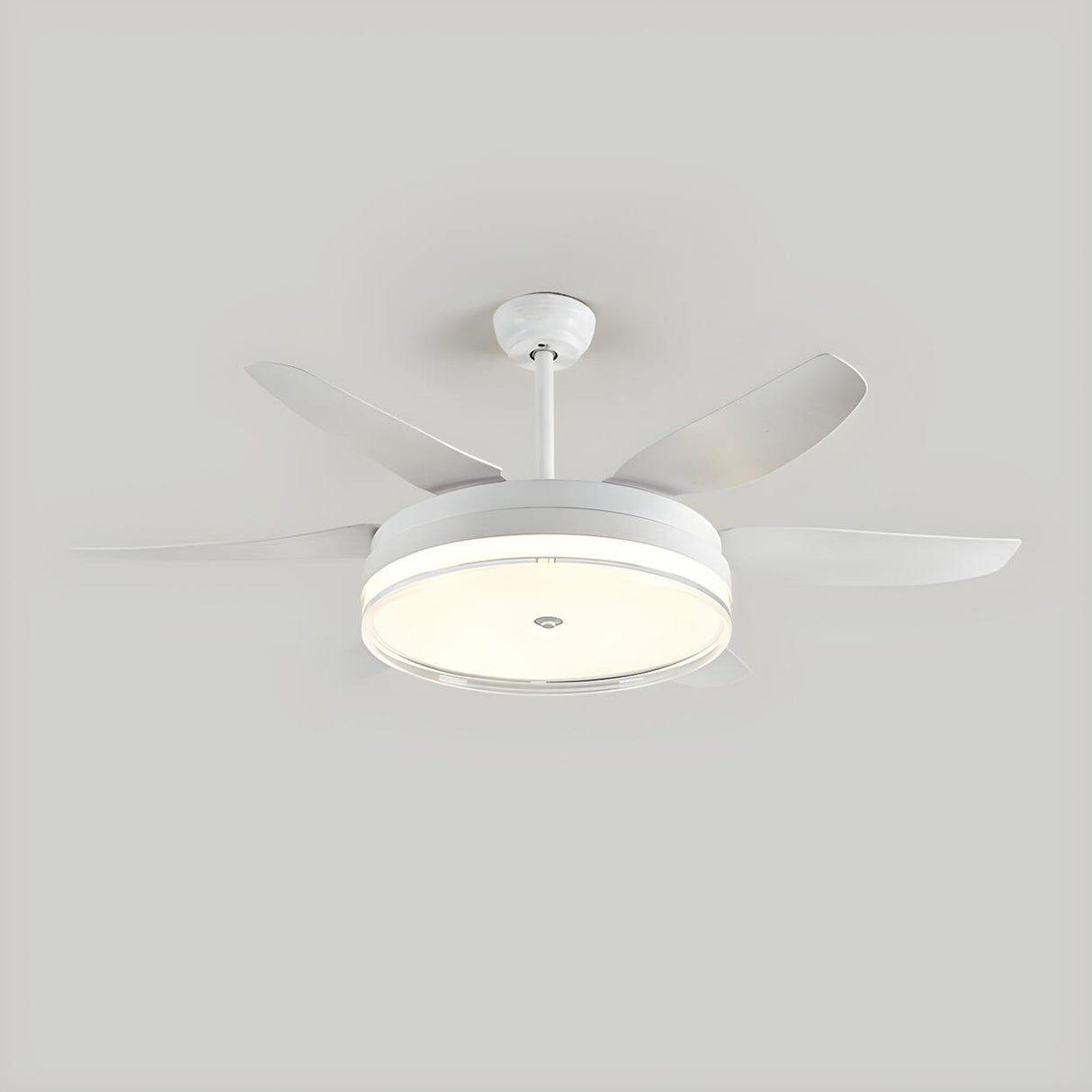 Remote White 6 Blade Modern Ceiling Fan with LED Light Image - 7