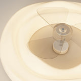 Remote White Cloud Flush Mount Round Ceiling Fan Light Image - 12