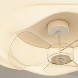 Remote White Cloud Flush Mount Round Ceiling Fan Light Image - 14